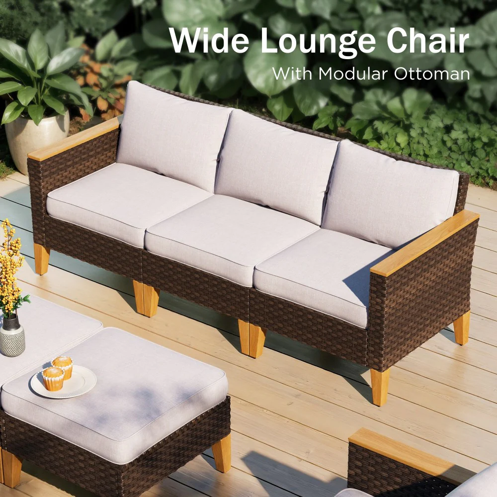 PHI VILLA 12-Piece Luxury Rattan Outdoor Sofa Sectional