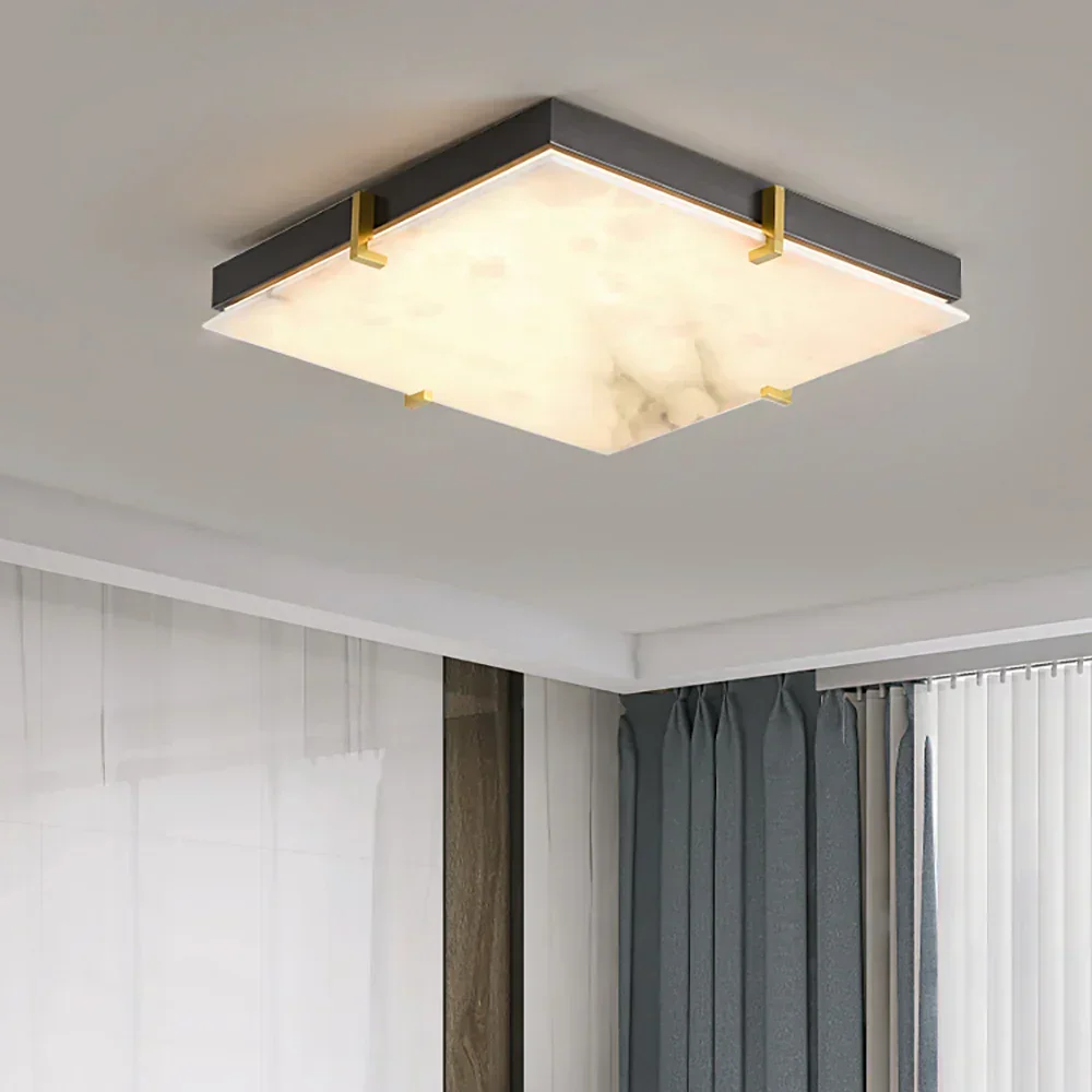Alabaster Black Square Ceiling Lamp
