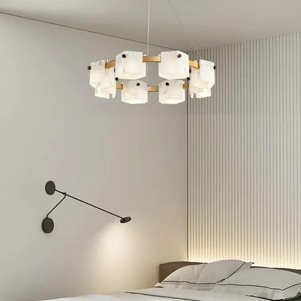 Diamond Shaped Alabaster Ring Chandelier