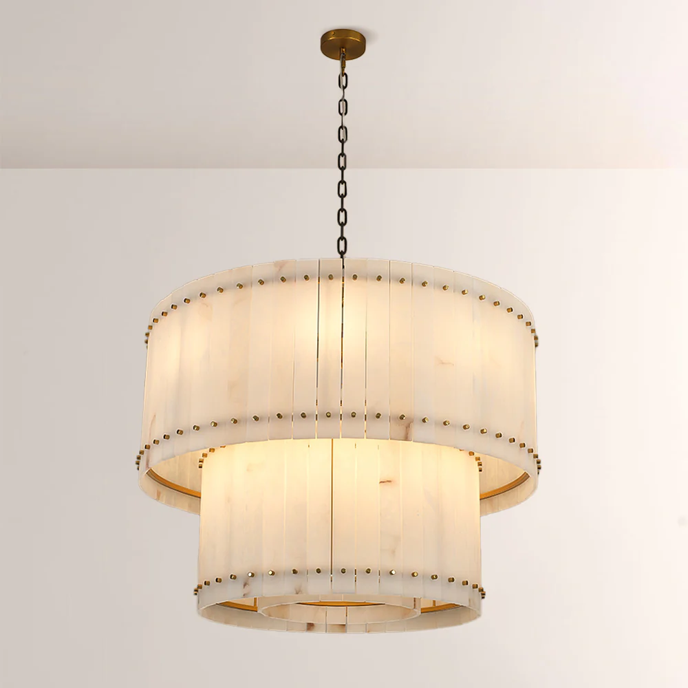 Mervin Alabaster Round Tiered Chandelier 37