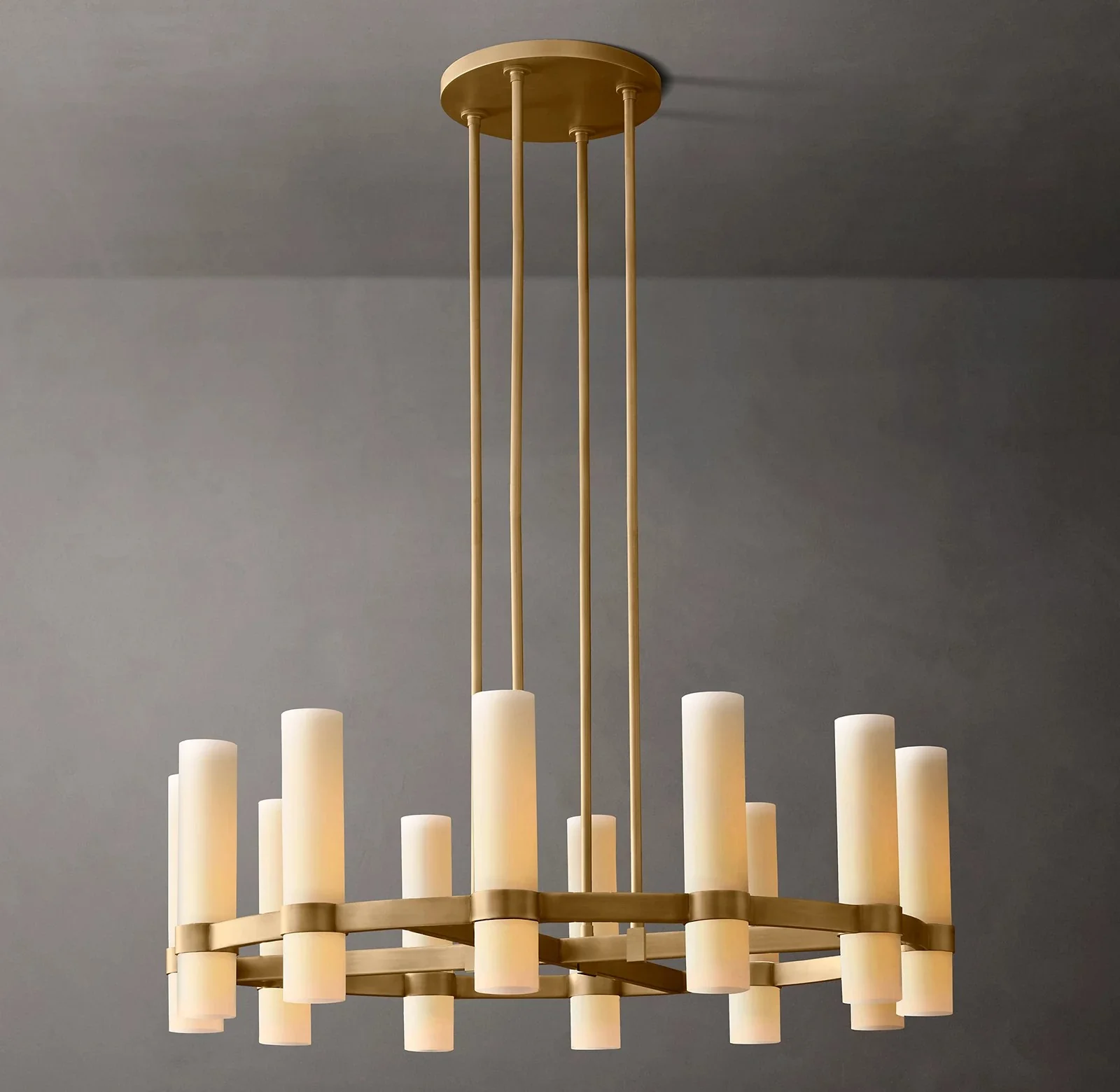 Rata Round Milk Glass Chandelier 36