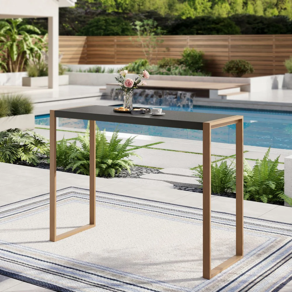 Sophia & William All-Weather Outdoor Bar Table with Sea Stone Design