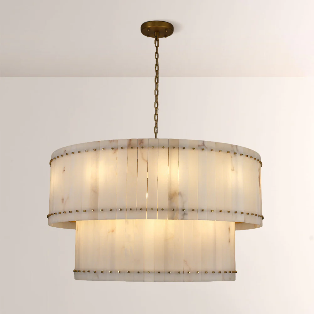 Mervin Alabaster Round Tiered Chandelier 60