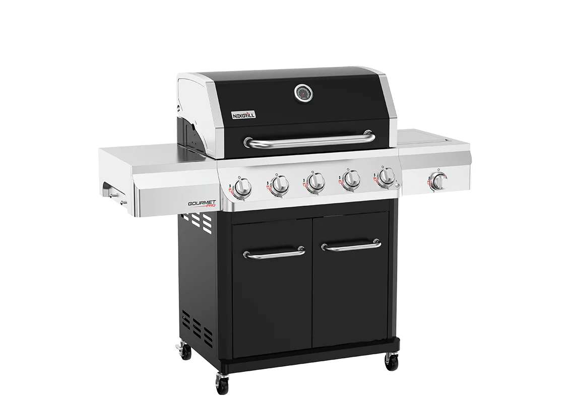 Gourmet Pro 5-Burner Gas Grill with Side Burner in Black