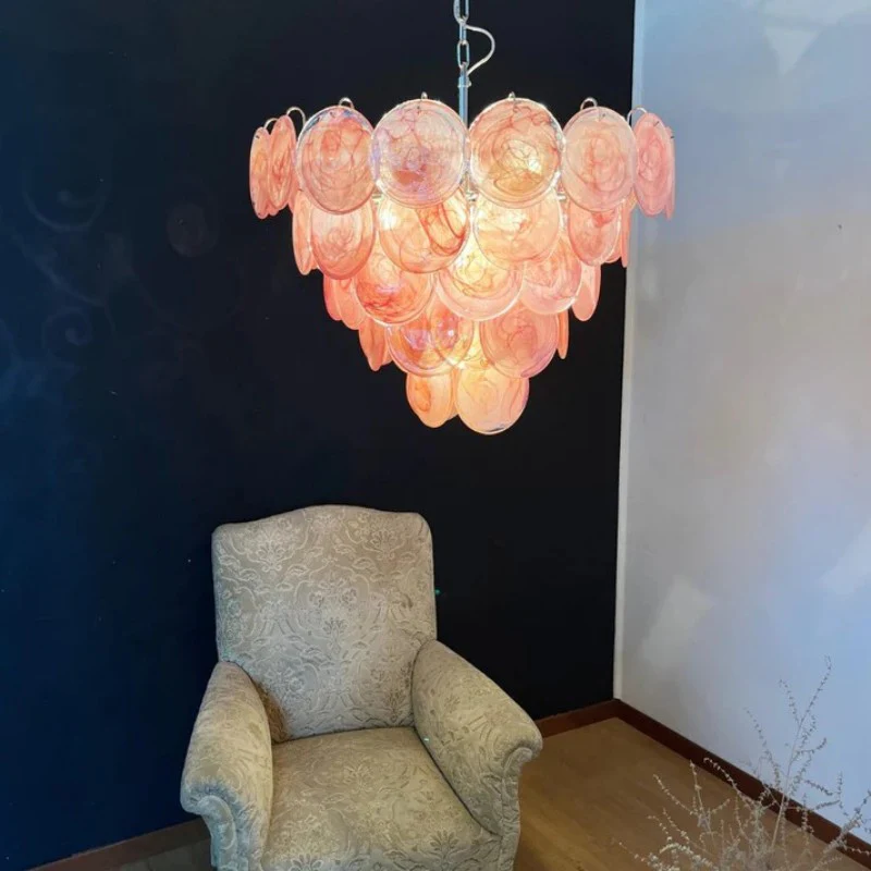 Lorina Pink Vintage Glass Chandelier