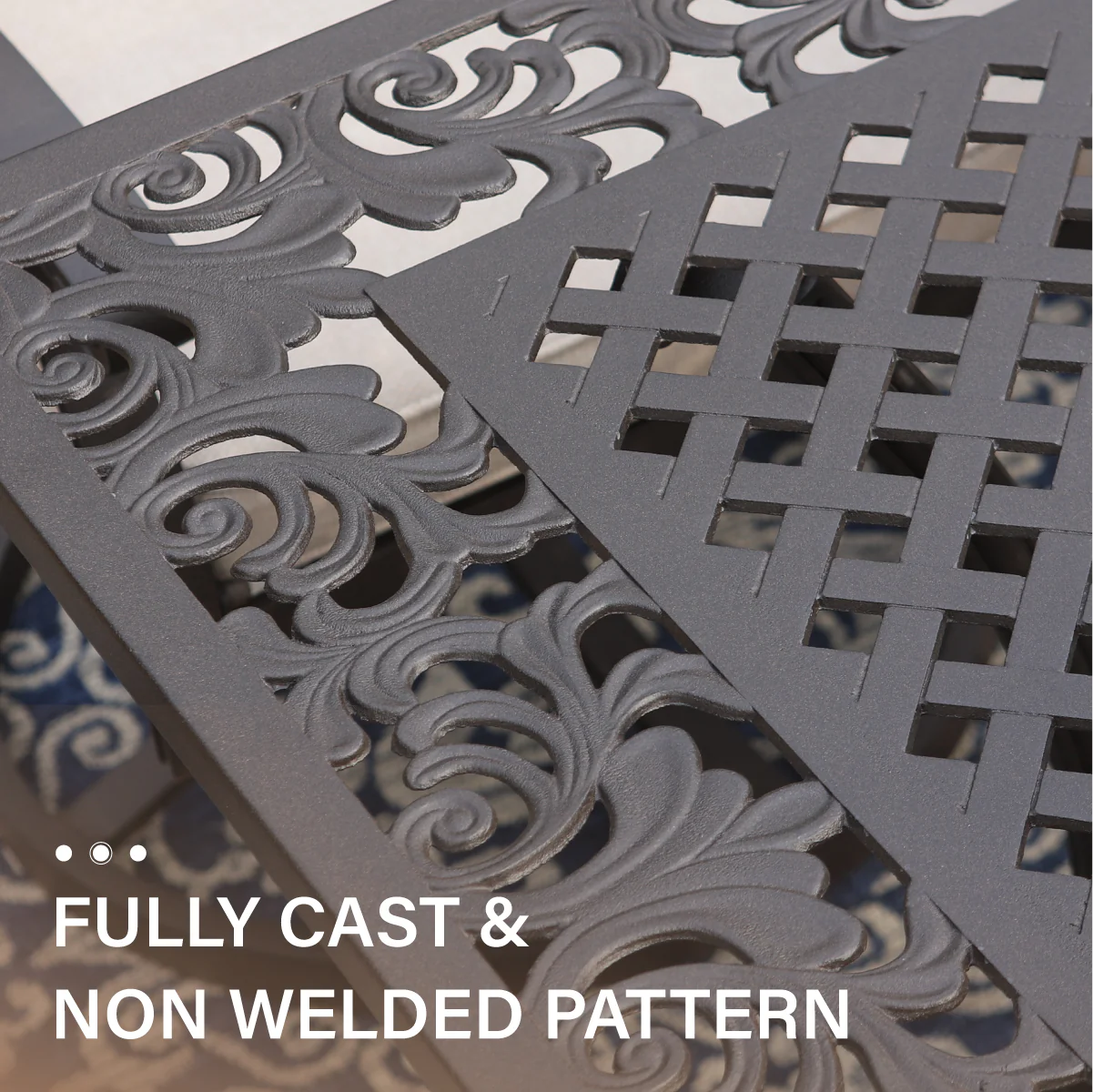 Sophia & William 7-Piece Cast Aluminum Patio Dining Set Rectangle Table & Flower Back Chairs