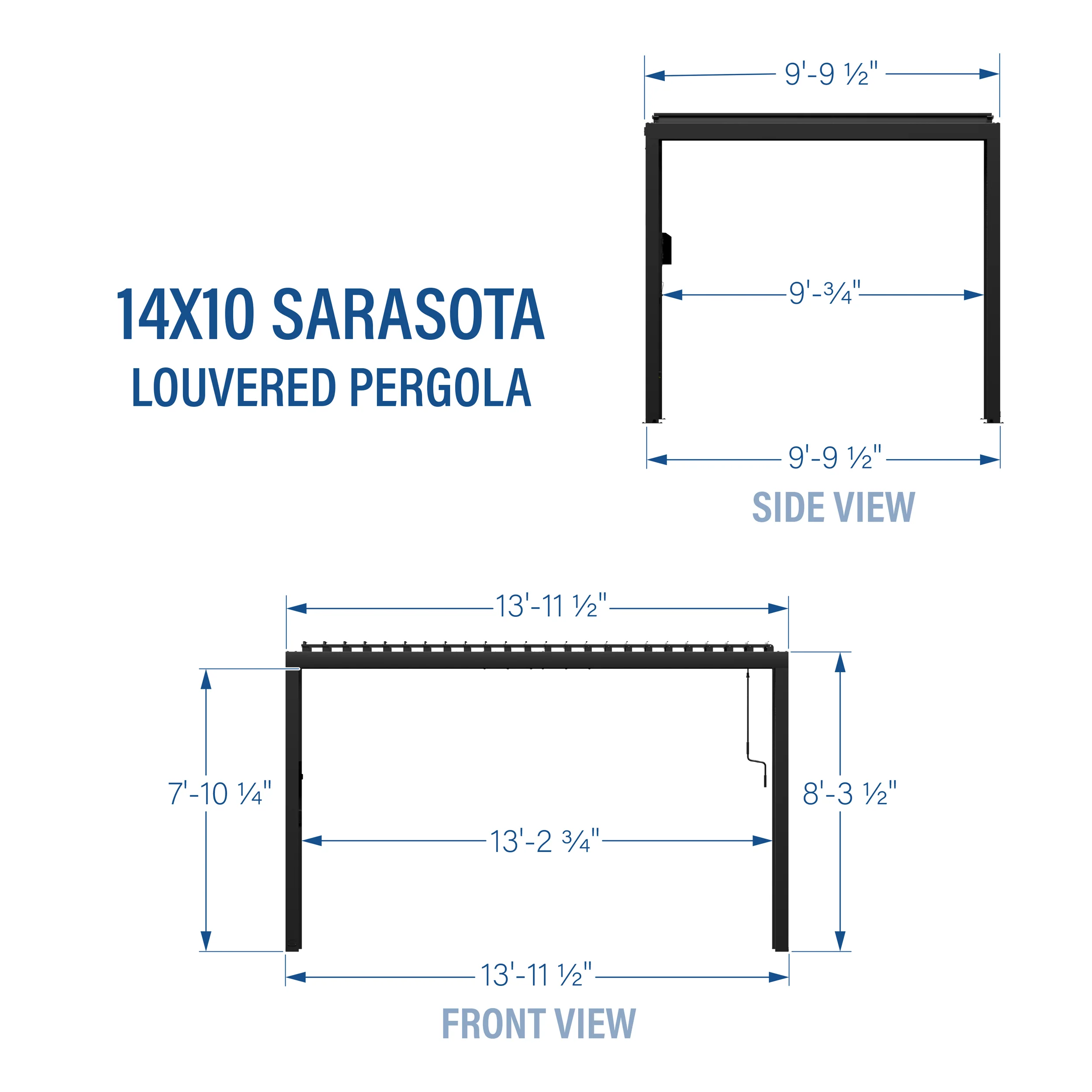 14x10 Sarasota Steel Louvered Pergola