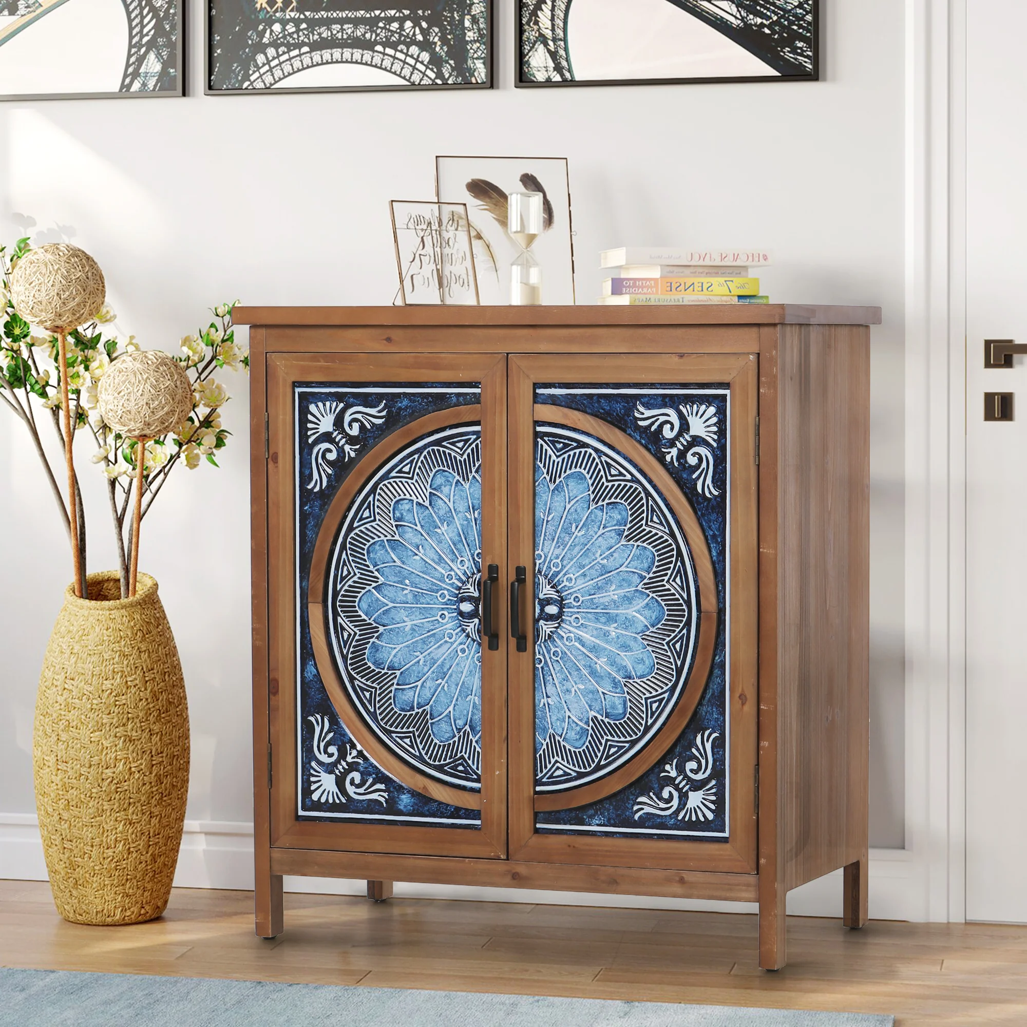Retro Carved Accent Cabinet-MFSTUDIO