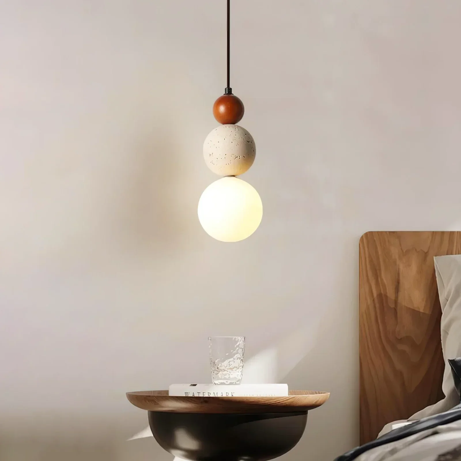 Travertine Trio Orb Pendant Lamp