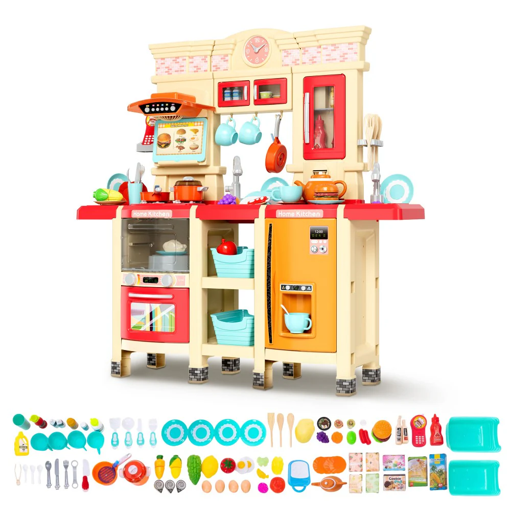 All-in-One Interactive Play Kitchen for Toddlers with Realistic Appliances