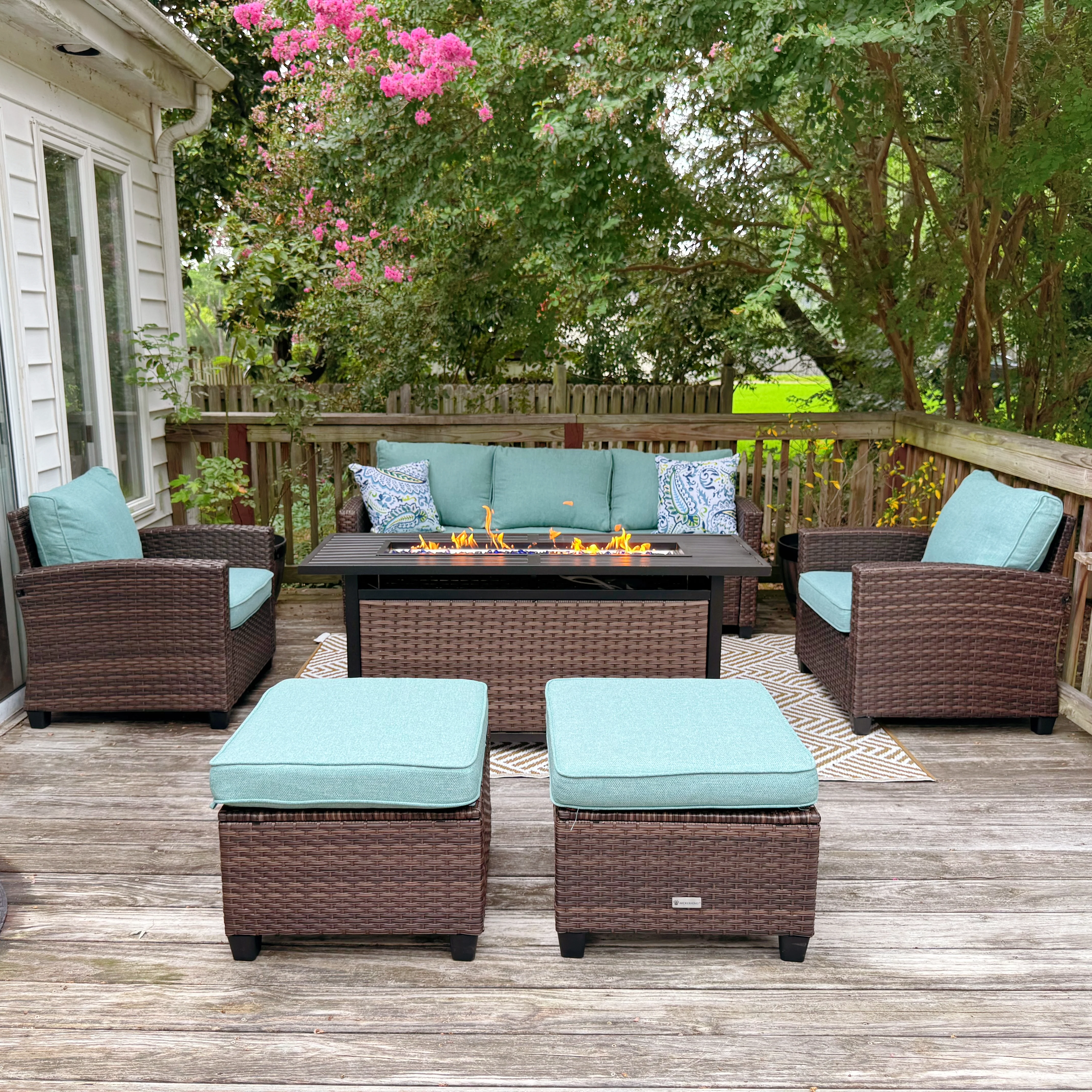 Phi Villa Upgraded Rattan Outdoor Sofa with 56