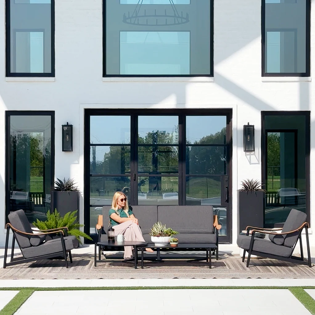 Sophia & William 5-Seater Outdoor Conversation Sofa Set with Extra Thick Cushion and 2 Coffee Table