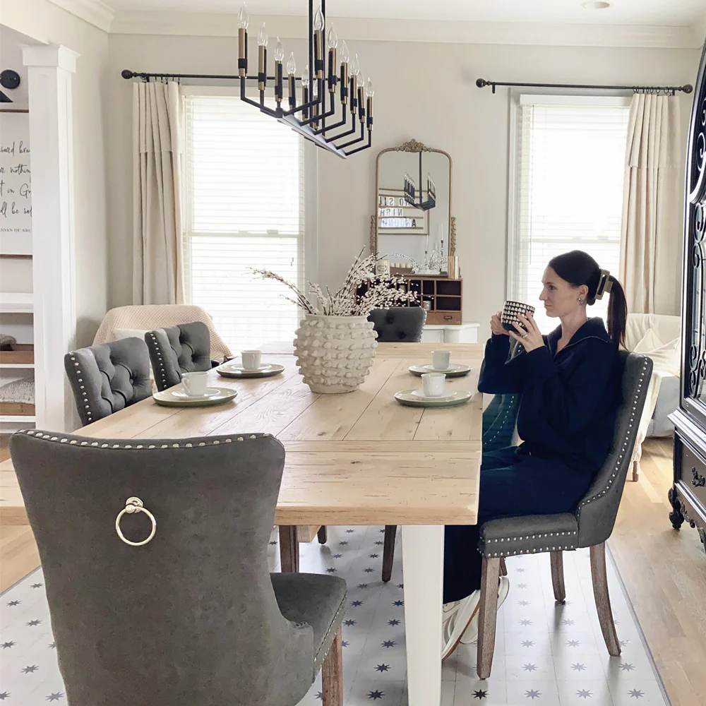 PU Leather Wing Back Side Dining Room Chairs Set of 6 -MFSTUDIO