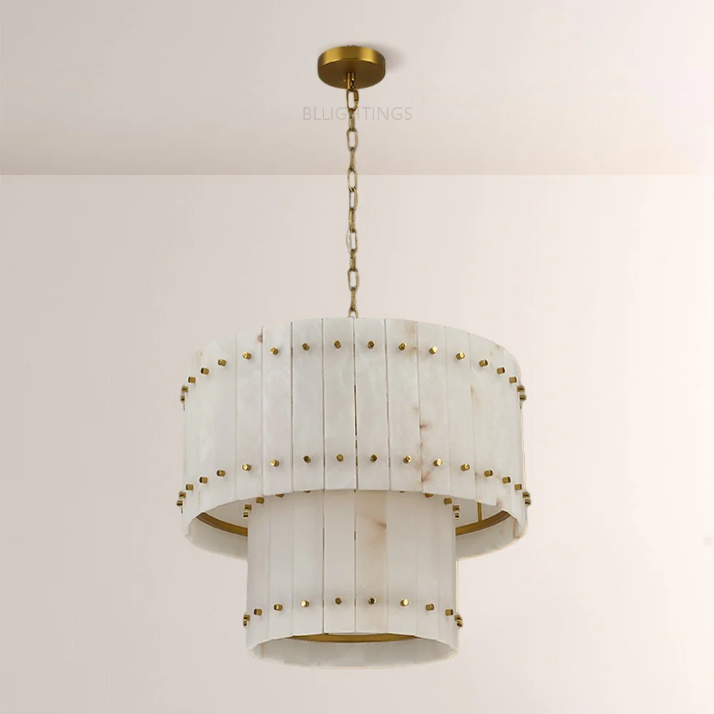 Mervin Alabaster Round Tiered Chandelier 22