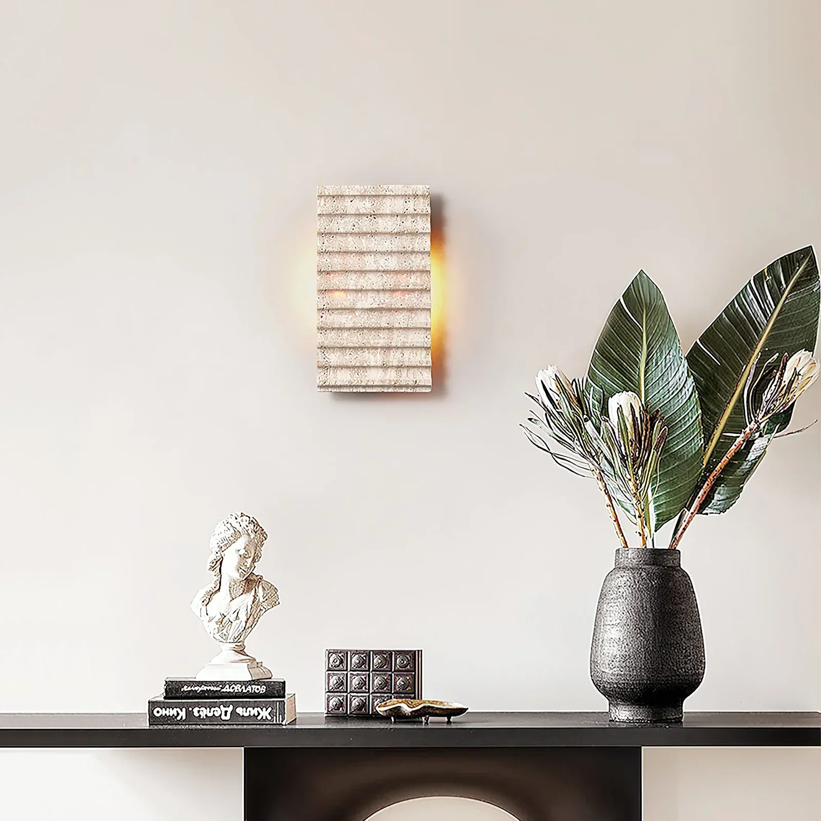 Rectangle Grille Travertine Wall Lamp