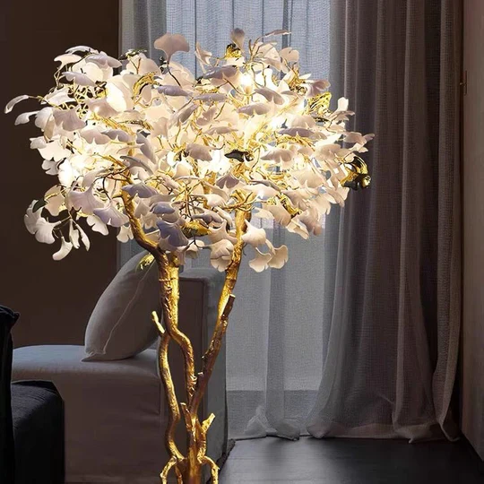 Luxury Creative Ceramic Ginkgo Floor Lamp
