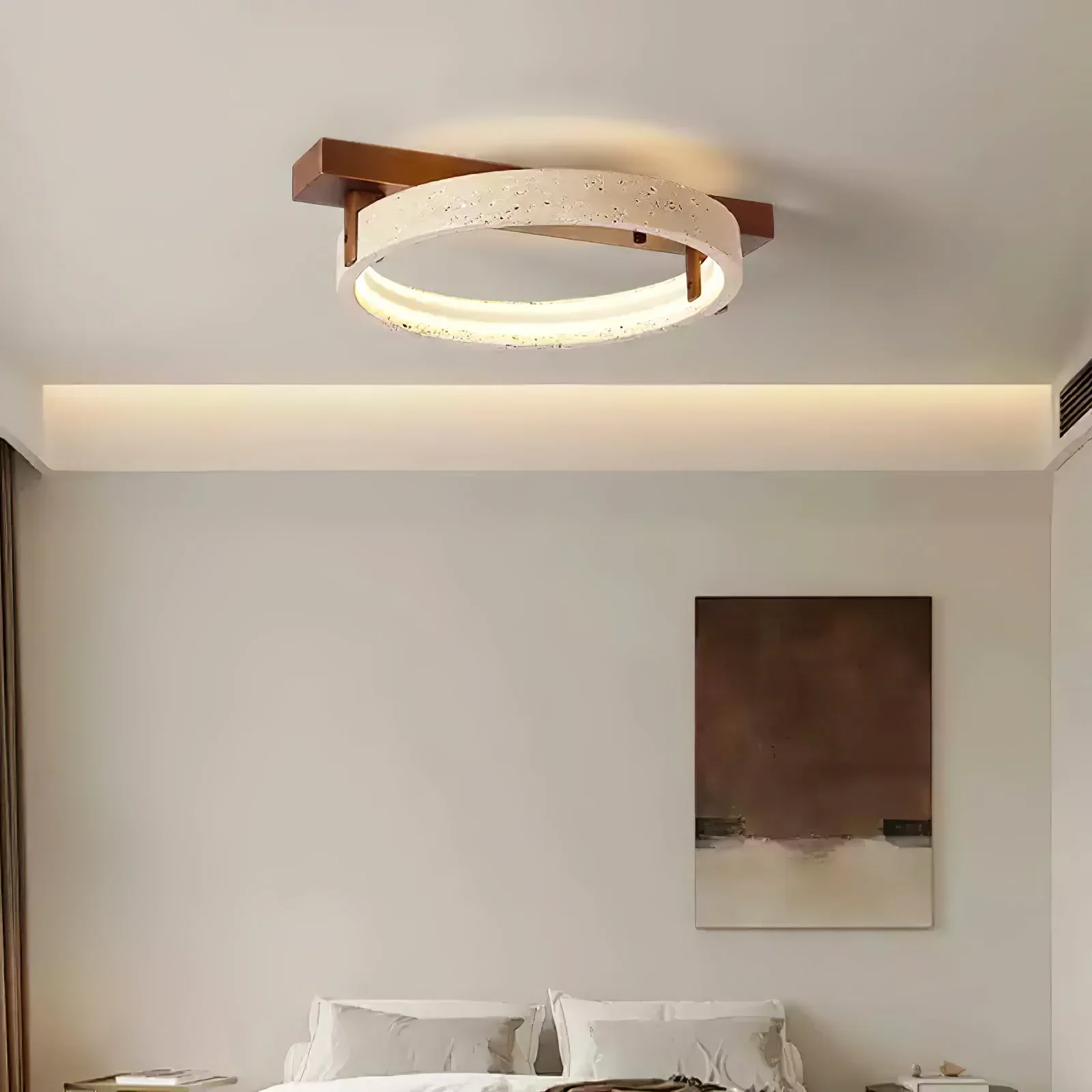 Travertine Ring Horizon Circular Ceiling Lamp