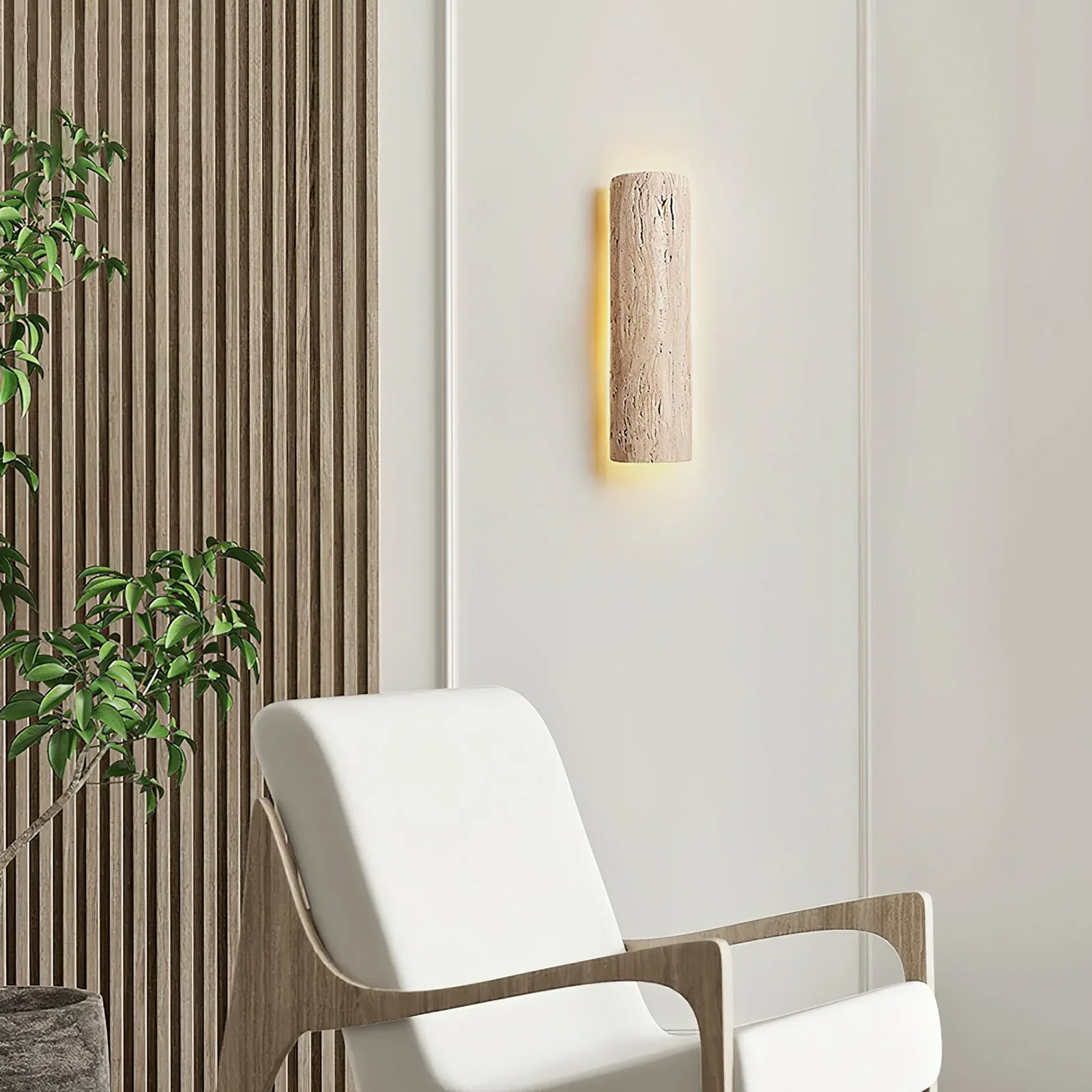 Travertine Stein Lange Long Strip Wall Sconce