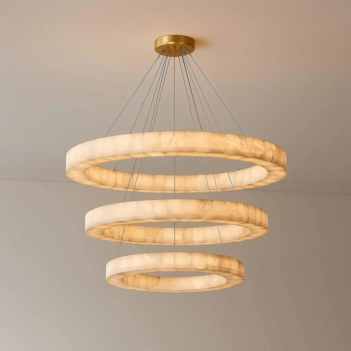 Rivage Alabaster 3-Tier Round Chandelier