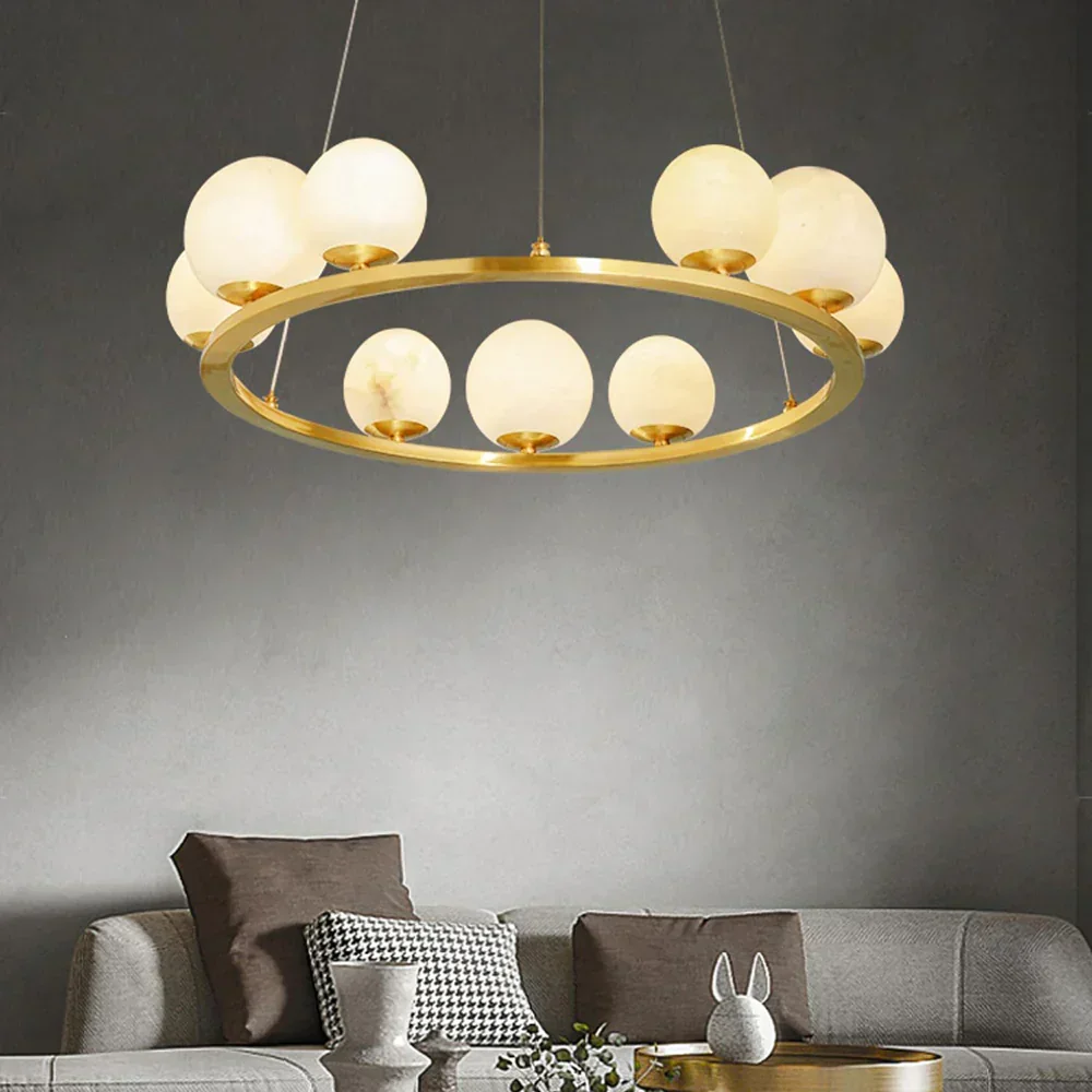 Spherical Tagliato Alabaster Chandelier