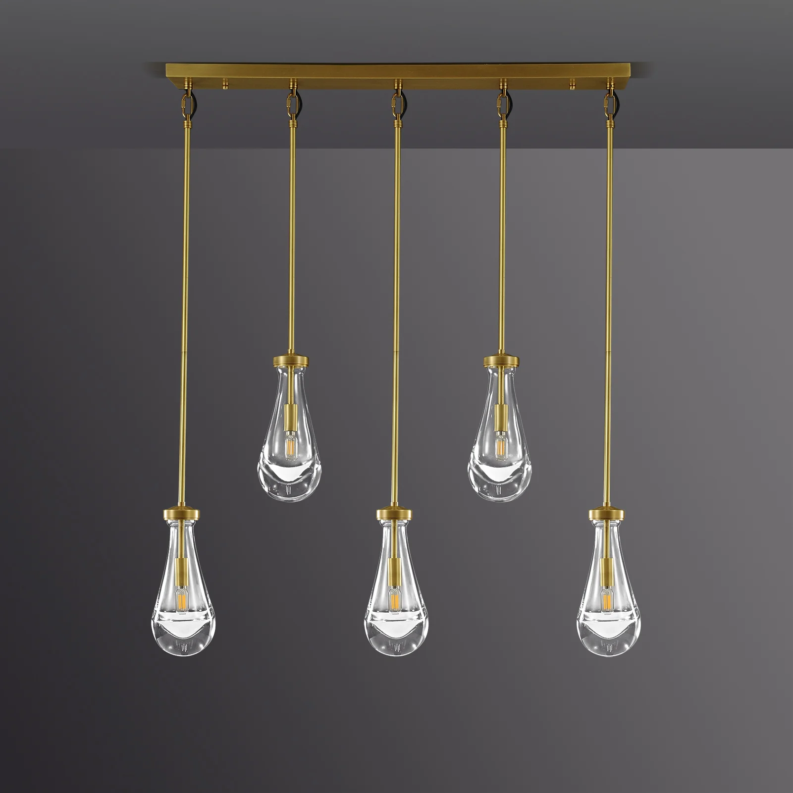 Raindrop Linear Dining Room Chandelier 5 Lights 36