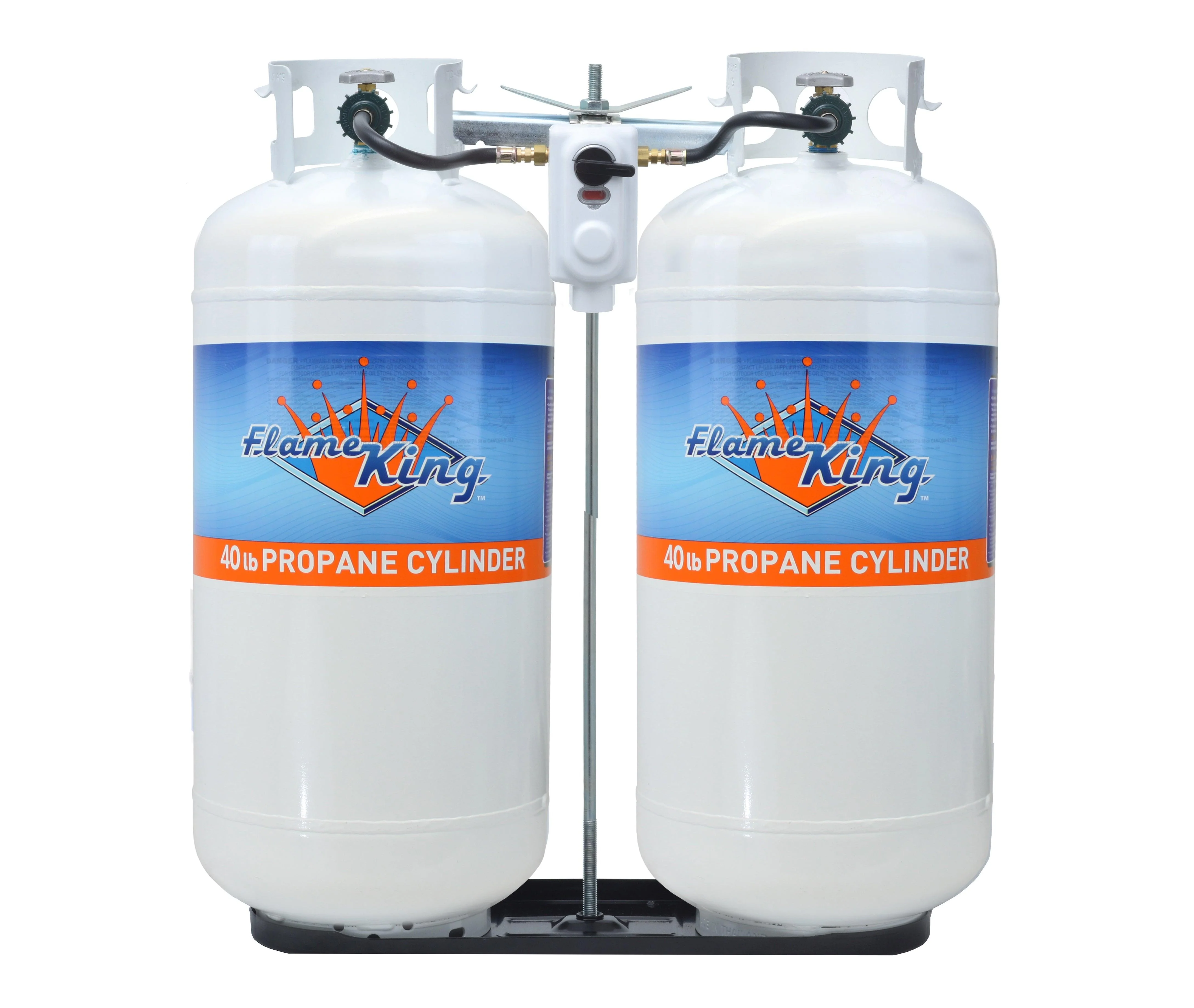 Flame King Bundle 40lb Mounting Parts + 2 Stage Auto Propane Gas Regulator + Two 40lb Propane Tanks