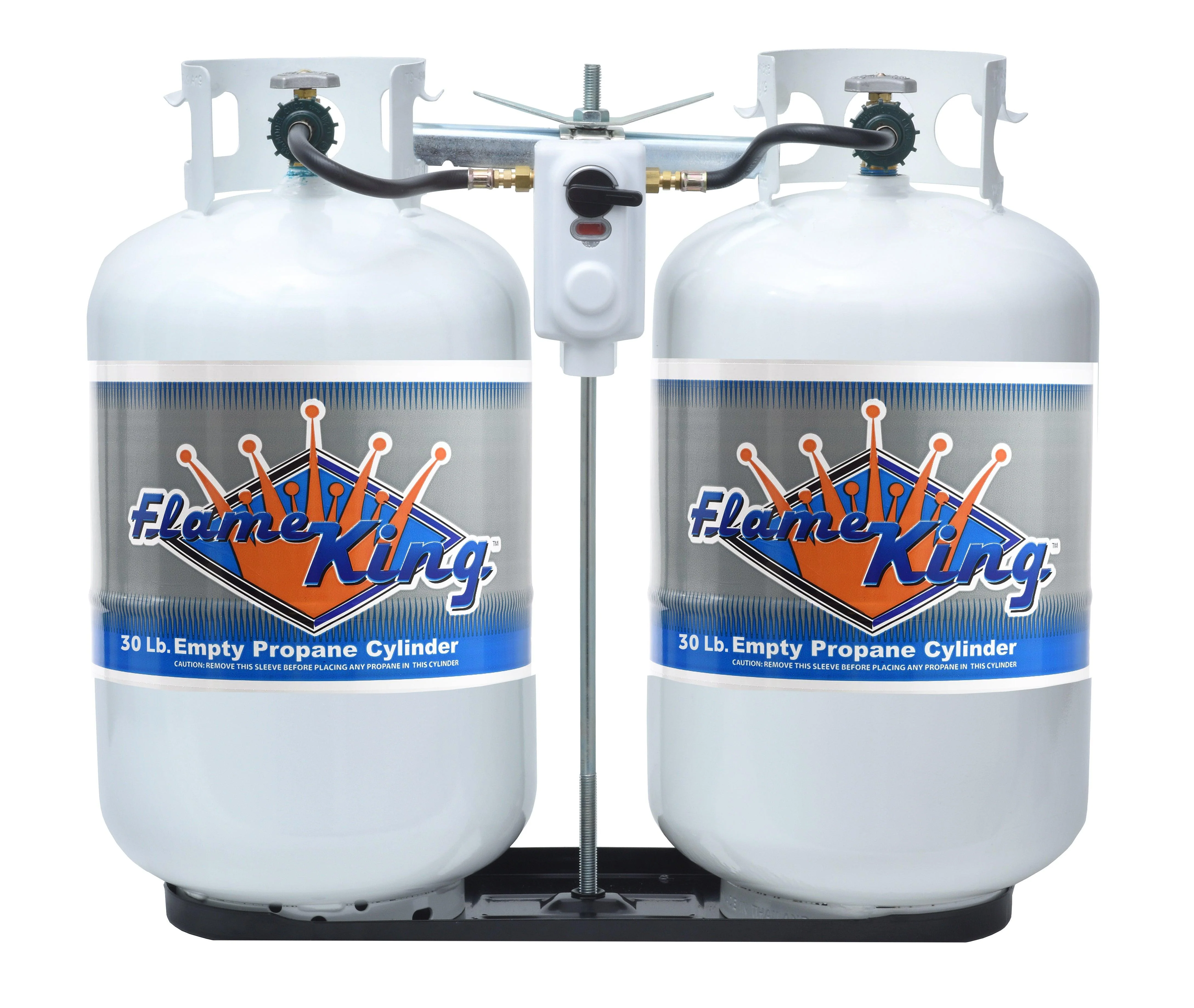 Flame King Bundle 30lb Mounting Parts + 2 Stage Auto Propane Gas Regulator + Two 30lb Propane Tanks + Heavy Duty Cover