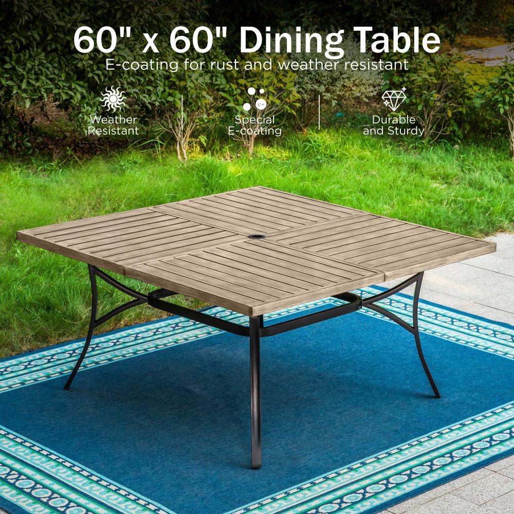 PHI VILLA 8-Seat Large Wood-like Square Patio Dining Table