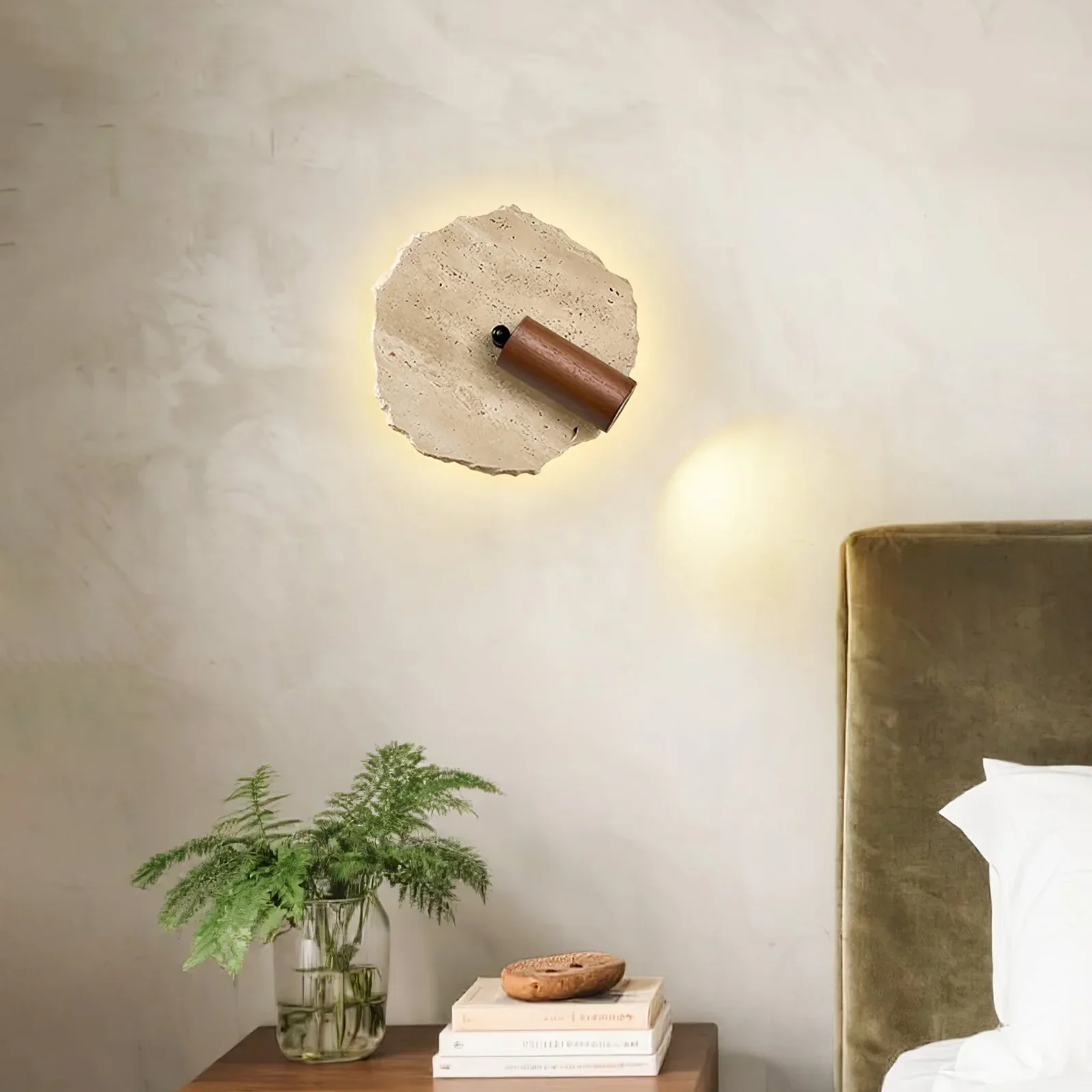 Travertine Thalos Irregular Round Wall Light