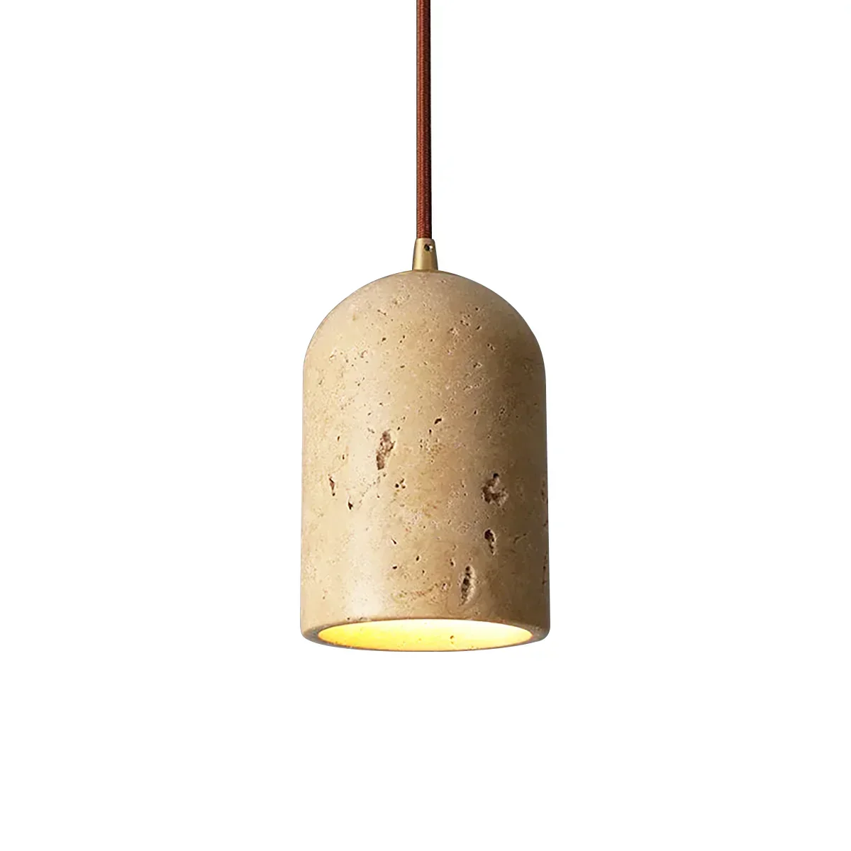 Vintage Cylindrical Travertine Pendant Lamp
