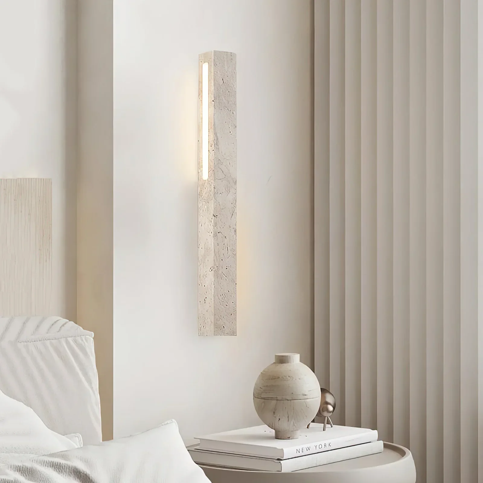 Rectangle Fini Travertine Wall Lamp