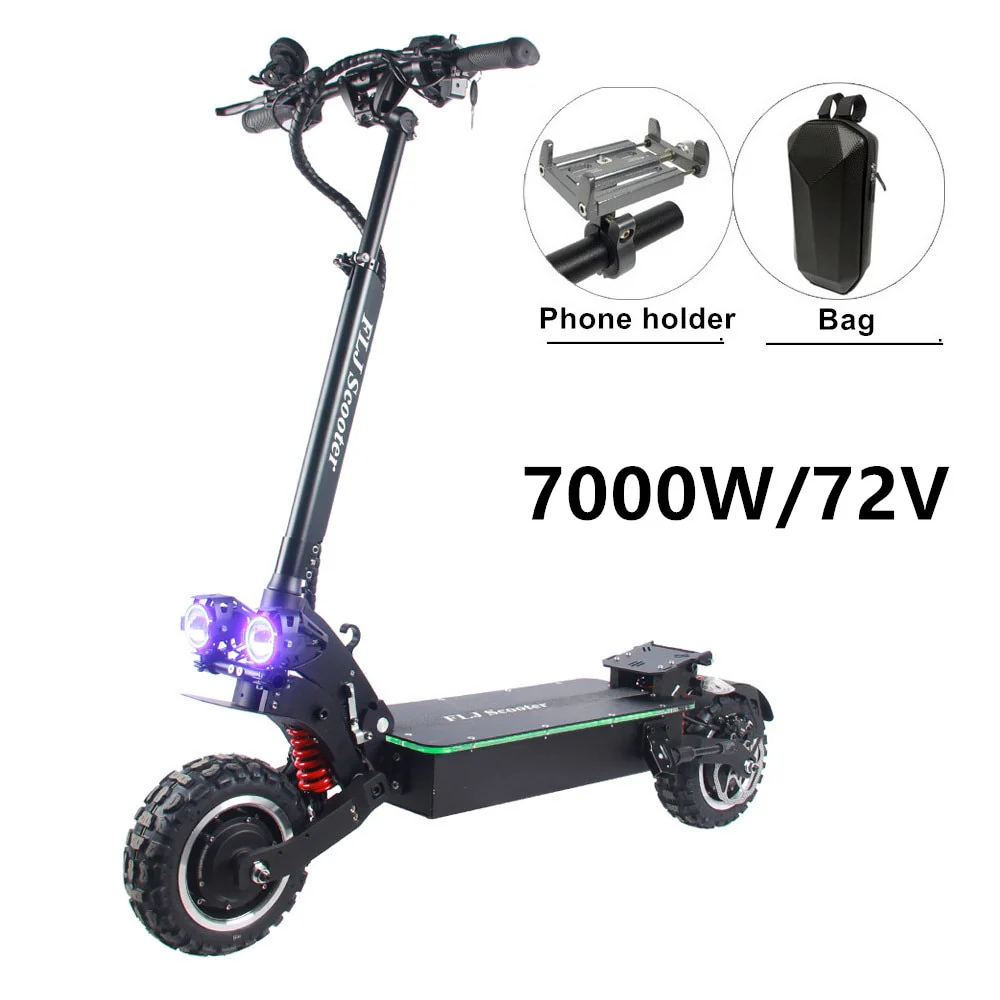 72v Dual Motor 7000W Electric Scooter with dual engines 11inch wheels double drive LED pedal kick electric scooter electrico
