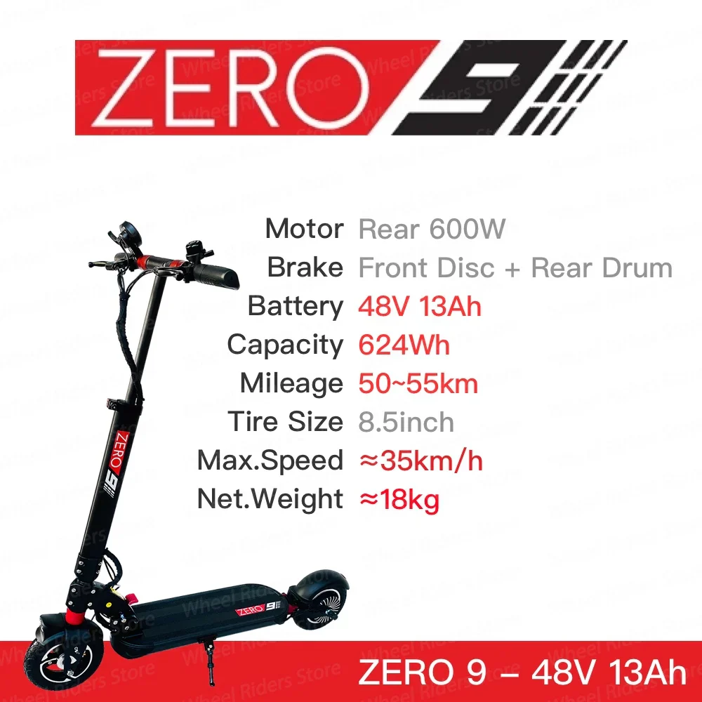 EU Stock Original ZERO 9 Electric Scooter Single Motor 52V 13Ah Rear 600W Foldable Adult Electric Scooter Free Shipping