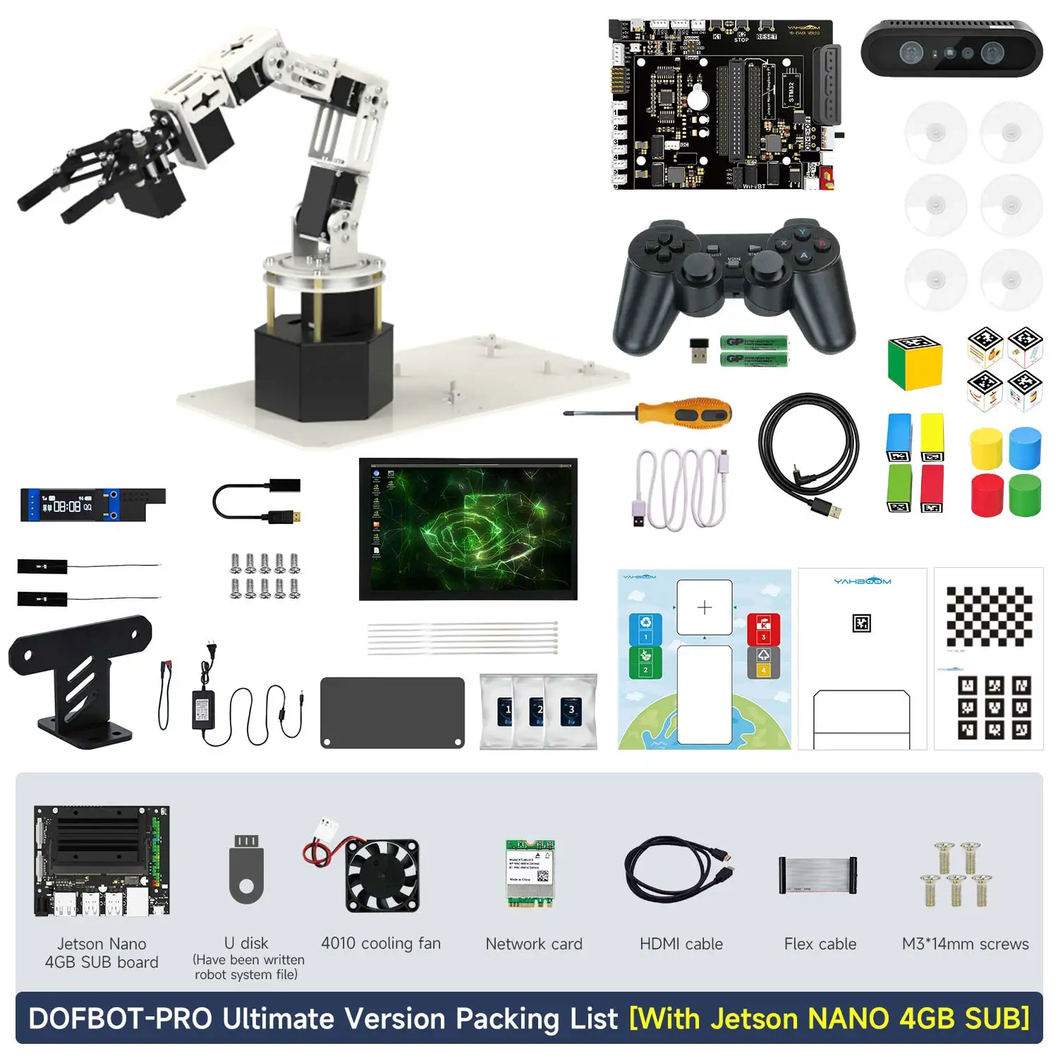 DOFBOT PRO 6DOF Robotic Arm ROS Python Programming Learning Kit with 3D Deep Point Cloud Recognition Gripping for Jetson Orin