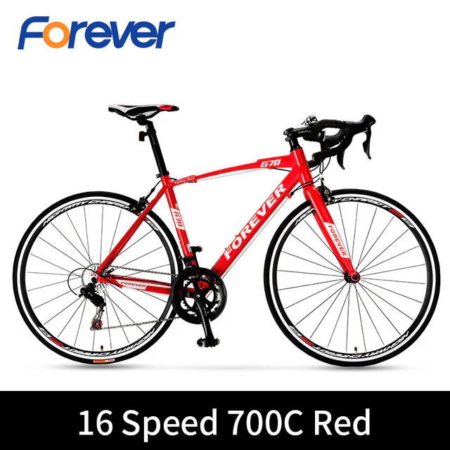 FOREVER 700C Road Bike Carbon Rode Bicycle Mountain Bike Dirt Bike with Aluminum Alloy Frame Racing Bike 16 Speed velo de Route