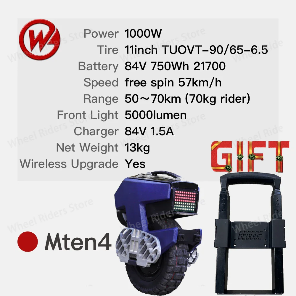Begode Mten4 Electric Unicycle Gotway New Monocycle 84V 750Wh 1000W Smart 11inch Wheel Mten 4 Electric Monowheel