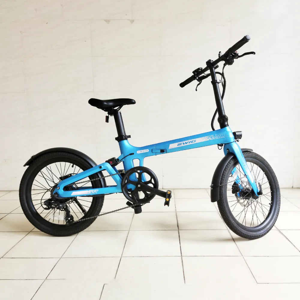 EWIG 20 Inch Electric Folding E Bike 7 Speed Carbon Fiber Frame Electronic Bicycle Foldable E-bike Bicicleta for Adult