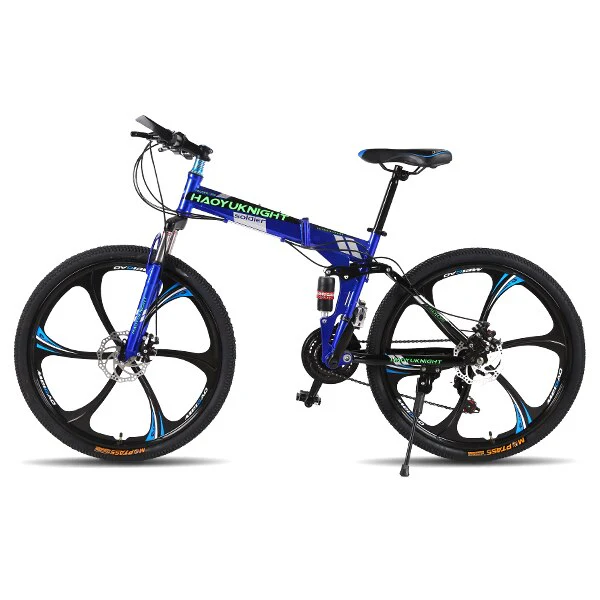 26 inches 21 Speed Folding Bicycle Male / Female / Student Mountain Bike Double Disc Brake Full Shockingproof kid's bicycle