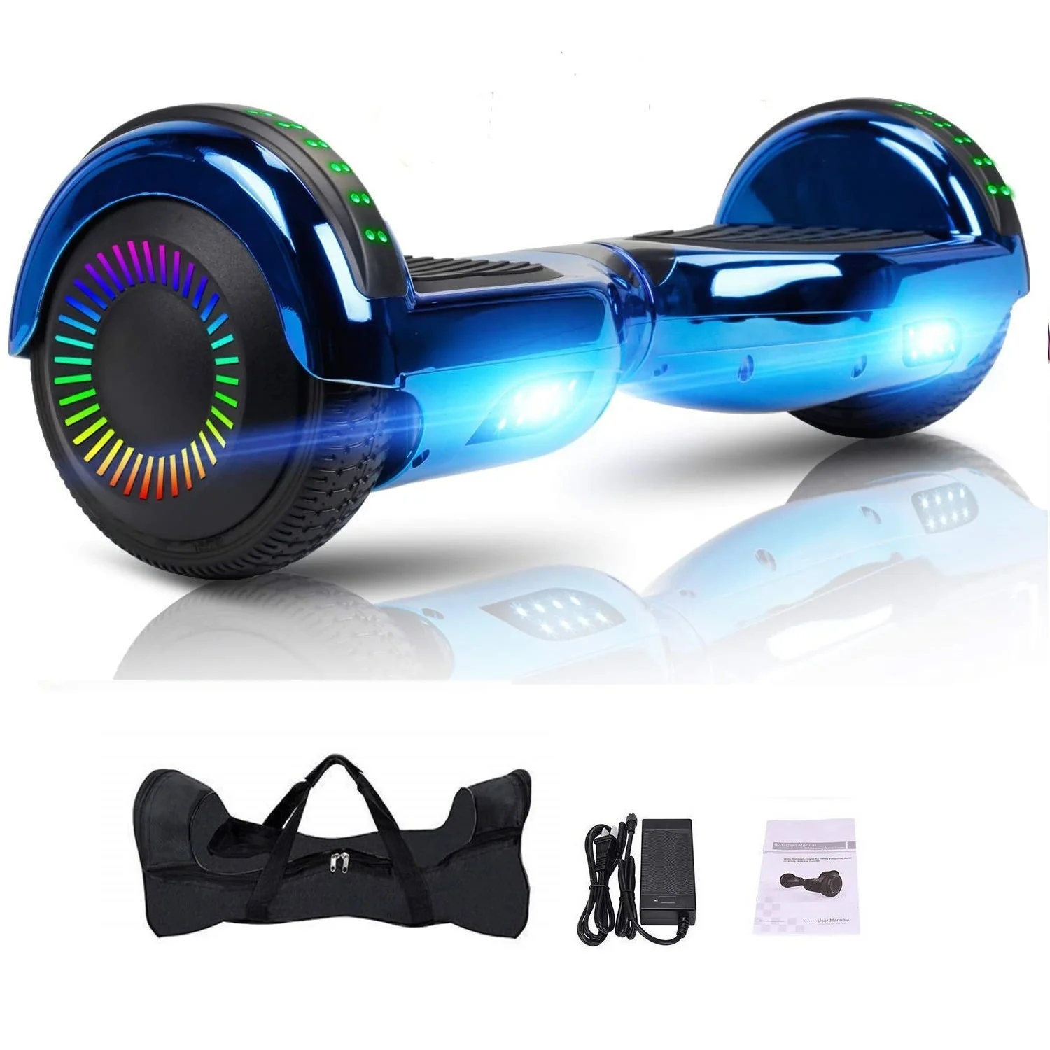 GlareWheel M3 Hoverboard LED Light Bluetooth Chrome Blue