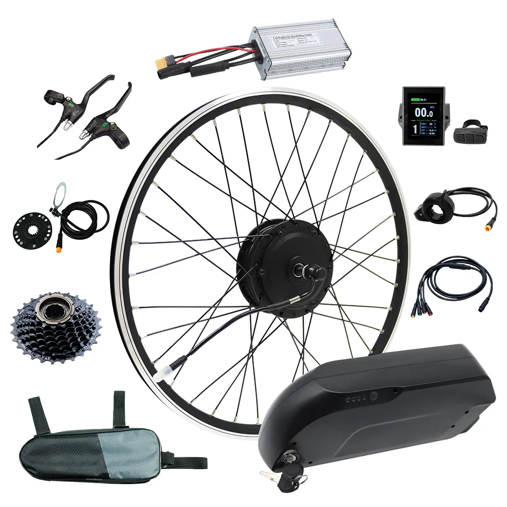 30-45km/h 48v 500w-750w electric bike conversion kit with 48v 16ah ebike lithium battery pack 50-70km range