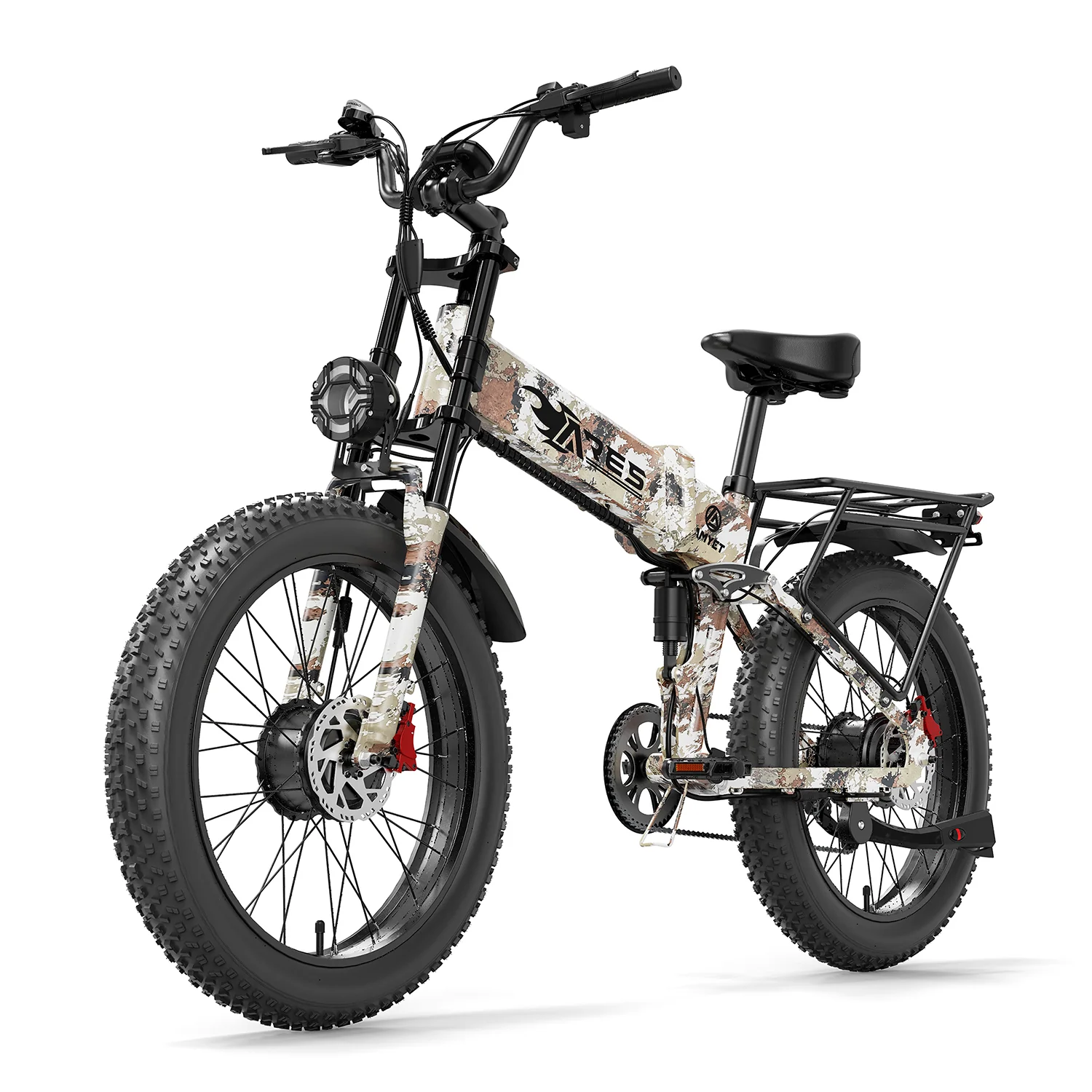 AMYET Ares 2*1000W Dual Motor Electric Mountain Folding Bike 52V/20Ah - Camo