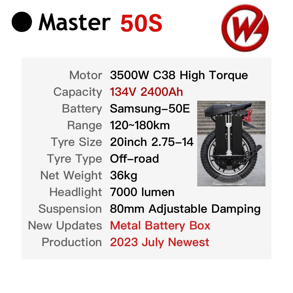 Begode Master V4 50S 50E 3500W 134V 2400Wh 20inch Electric Unicycle New Metal Battery Case Wheel Self Balance Car
