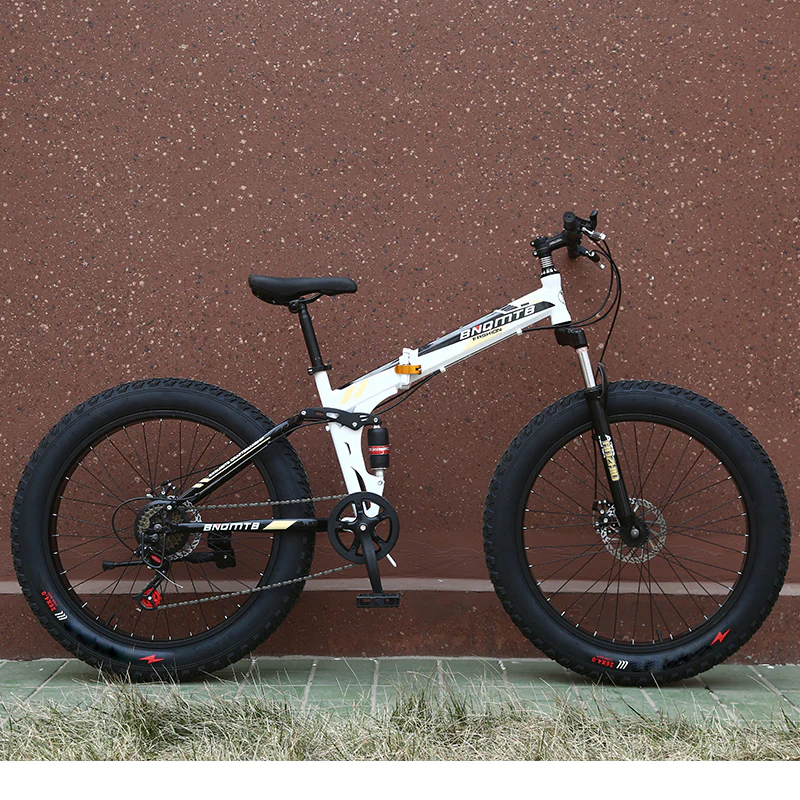 Double Suspension Folding Snow bicycle, fat bike 26er , 26*4.0 inch 7 21 27 30 speed ,26*17 fat bikes beach/snow mountain bike