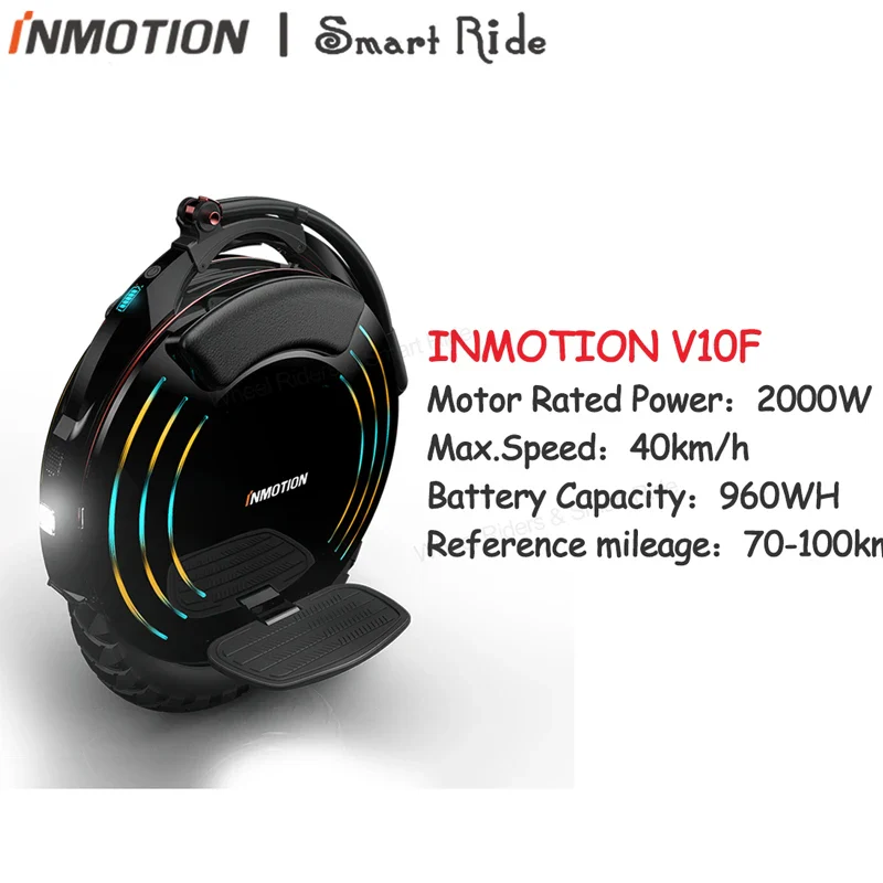 INMOTION V10 V10F Electri Unicycle Balance Wheel bluetooth Speaker APP Led Light Foldable Handle 40km/h one wheel scooter ride