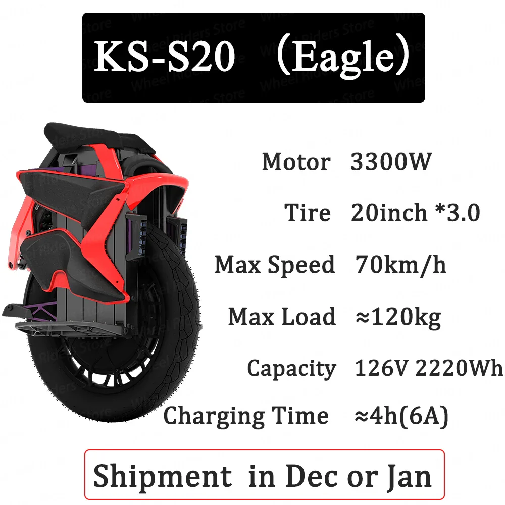 Kingsong KS22 Eagle KS S20 E-unicycle Electric Unicycle EUC New Launch 70km/h 126V 2220WH Shipment in Sep Or Jan