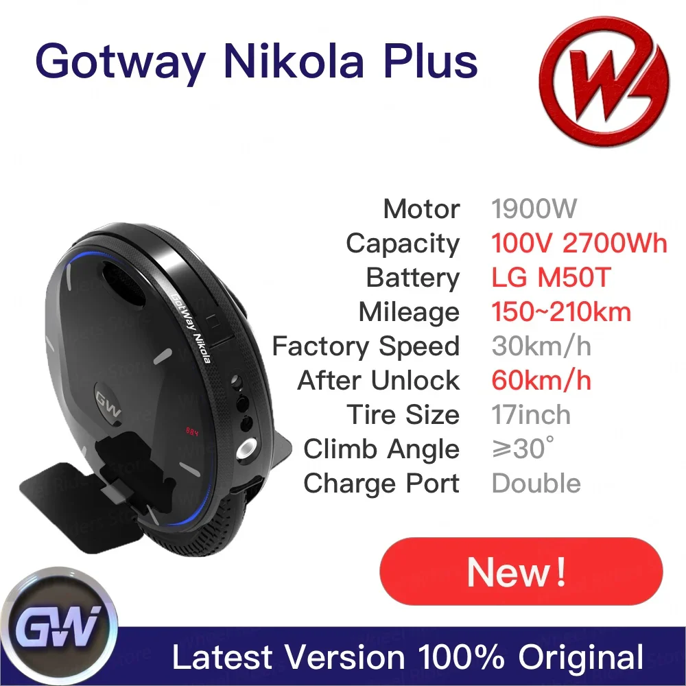 Begode Gotway Nikola Plus Electric Unicycle 100V 1800WH 2700WH 1900W 60km/h EUC Monocycle Balance Smart