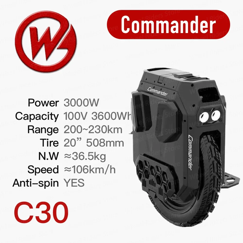 Begode EXTREME BULL Commander 20inch Unicycle Gotway 3000W 3600Wh Electric Monocycle 100V GW Balance Fitted CNC Pedals