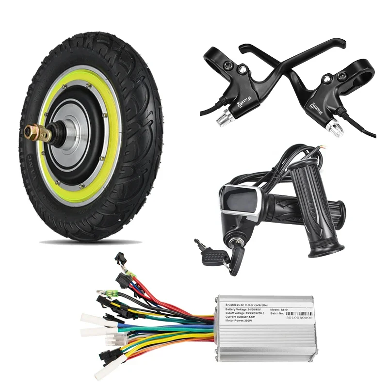 Electric Bicycle 24V- 48V 350W DC Motor Controller 12inch Brushless Hub Motor kiti With LCD Display Brake Electric Scooter Kit