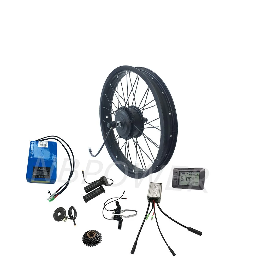 36V/48V 350W 500W Geared fat tire motor electric bike conversion kit with 10Ah li-ion battery