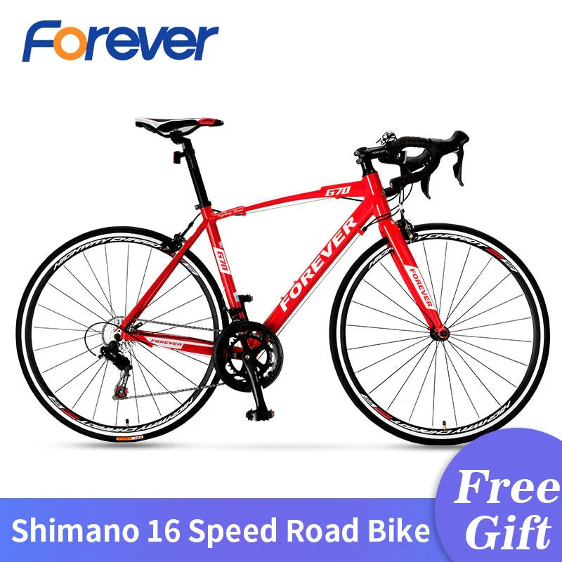 FOREVER 700C Road Bike Carbon Rode Bicycle Mountain Bike Dirt Bike with Aluminum Alloy Frame Racing Bike 16 Speed velo de Route